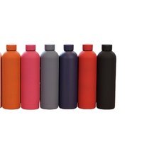 Bouteille d'eau isotherme en acier inoxydable 304 à double paroi avec logo gravé, revêtement caoutchouc, 500 ml, à col étroit et à paroi droite