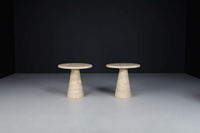 Table basse ronde en pierre de travertin de salon de Style italien nordique, Table d'appoint circulaire moderne en travertin ou Table basse