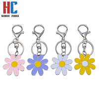 Porte-clés artisanal moderne en métal plaqué or, motif petite marguerite mignonne, avec mousqueton, cadeau personnalisé, 23 ans d'expérience en usine