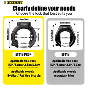 Antivol de cadre de vélo ETOOK en acier allié 12 mm, anneau rond, 2 clés, antivol <span class=keywords><strong>fer</strong></span> <span class=keywords><strong>à</strong></span> <span class=keywords><strong>cheval</strong></span> pour pneus de 2,0 <span class=keywords><strong>à</strong></span> 2,8 pouces - Product Image 4