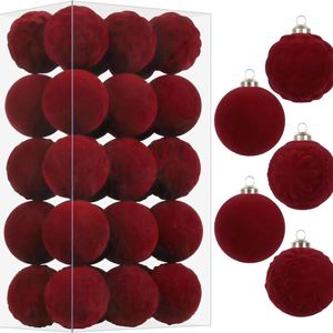 ลูกบอลประดับตกแต่งต้นคริสต์มาสแบบกำมะหยี่พิมพ์ลาย 3 สี ขนาด 6 ซม. จำนวน 30 ชิ้น ยี่ห้อโบลิง ดีไซน์ทันสมัย ทำมือ ไม่แตกหัก - Product Image 4