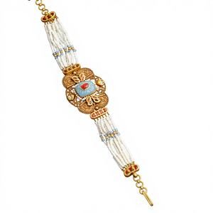 Antique Gold Moti Work Fashion <b>Bracelet</b> Elegant Antique Gold <b>Bangle</b> with Moti Work - Product Image 1
