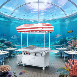 Chariot de service alimentaire extérieur résistant à la rouille en acier inoxydable 4 roues convertible avec grill intégré et chauffage Garantie de 2 ans - Product Image 6