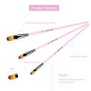 Pinceau de <span class=keywords><strong>peinture</strong></span> en Nylon, 3 couleurs rose, à manche Long, pour <span class=keywords><strong>peinture</strong></span>, gâteau, nouveau modèle, fabrication d'usine, échantillon gratuit - Product Image 4