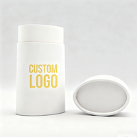 Emballage de bâtonnet de déodorant solide biodégradable avec logo personnalisé, recharge, bâtonnet cosmétique pour écran solaire, emballage de tube en papier ovale à pousser vers le haut