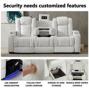 Fauteuil inclinable électrique intelligent de luxe en cuir véritable pour chambre et salon, avec USB, LED et porte-gobelet réfrigérant 2301 - Product Image 5