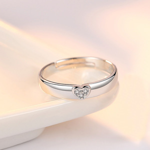 Anillo de Pareja en Forma de Corazón, Versión Coreana, Ajustable, con Circonita Cuadrada, para Hombre y Mujer, Venta Caliente 2026 - Product Image 5