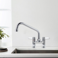 Robinet de cuisine commercial à double poignée en laiton purificateur de pont robinet d'évier tuyau de 6-14 pouces Design moderne pour bassin de cuisine