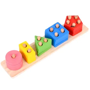 Coffret de 5 jeux de puzzles en bois pour l'éveil : planches d'intelligence géométrique, blocs de construction et formes à assortir – Outils pédagogiques - Product Image 5