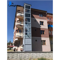 Ascenseur extérieur pour petite maison/villa à 3 étages, cabine en verre, hydraulique, pour usage commercial/résidentiel, 2 à 4 personnes