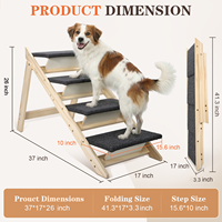 Escalier pliable pour chien à 4 marches, marchepieds et rampe 2-en-1 pour animaux de compagnie, escalier antidérapant en pin de Nouvelle-Zélande massif pour chiens et chats de petite et moyenne taille, lit, canapé et voiture