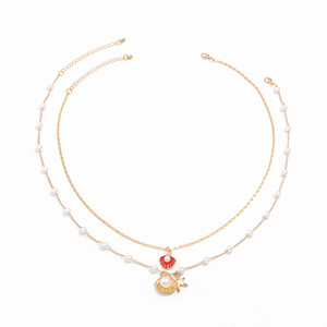 ชุดสร้อยคอไข่มุกเทียมเปลือกหอยสุดเก๋พร้อมจี้ปลาดาวโทนสีทองคำขาวหลายชั้นของขวัญเครื่องประดับแฟชั่น - Product Image 5
