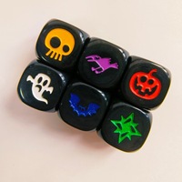Deskjoy Halloween Party Magic Dice Set Carré Acrylique Gravé Top-RPG Accessoires de Jeux de Table en Plastique Durable