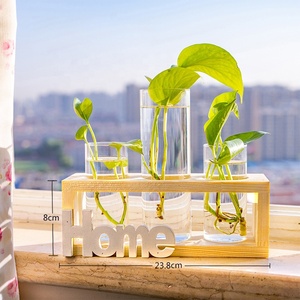 Vaso de madeira com suporte de madeira, vaso de madeira com flores nórdicas para decoração de casa, vaso de madeira sólida e letras de amor - Product Image 6