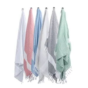 Sand Proof Towels Beach Soft Custom Hammam Fouta 50% polyester 50% cotton Turkish Towel Beach Towel