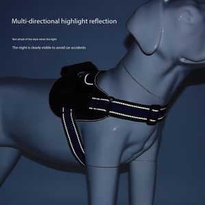 Besar harnes reflektif anjing pola padat tahan ledakan sadel multi-fungsi saku terbuat dari poliester tahan lama - Product Image 5
