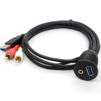 Kit kabel ekstensi untuk pria wanita & 3.0mm AUX ke USB 3.5 2 RCA kustom tahan air Flush Dashboard Panel Mount USB 3.0 Female & mm