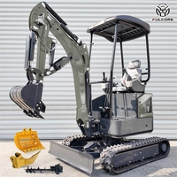 Mini Excavator Bersertifikasi ISO9001 FULCORE Kapasitas Bucket 0.02m³ Operasi Hidrolik Halus untuk Pekerjaan Kebun