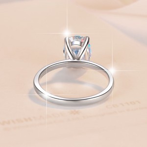 Anelli Minimalisti in <span class=keywords><strong>Argento</strong></span> Sterling S925 Placcato Oro Antiossidante, Gioielli Raffinati da Donna con Moissanite Colorata Taglio Ovale 0.5CT VVS GRA - Product Image 5