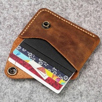Dompet Kartu Kredit Kulit Asli Pria, Tipis, Kantong Depan, Penutup Jepret, Tempat Kartu Bisnis, Minimalis