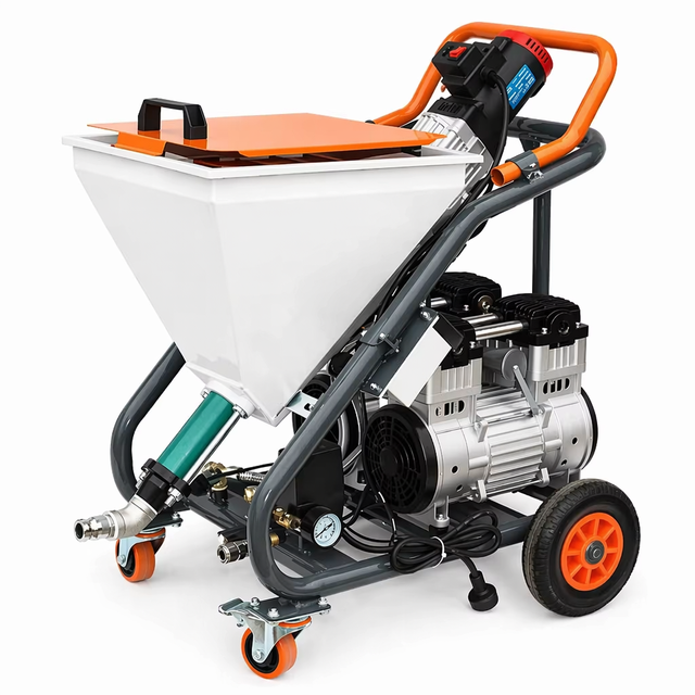 Wholesale SHICHENG F9 6000W Electric Wall Waterproof Paint Putty Screw Pump Spraying Machine  Hopper Real Stone Mortar Engine