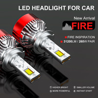 Ampoule de phare LED 260W 31200LM Super Lumineuse pour Voiture H4 H7 H11 Lumière Blanche 6500K Amélioration Auto