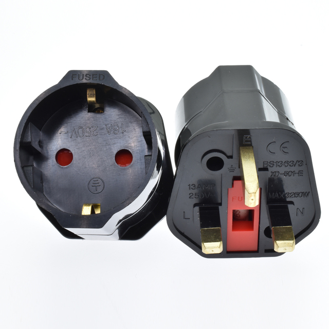 Wholesale EU to UK Plug Adapter Conversion Plug with 13A Fused BS Power Plug Travel Universal Socket Copper ST-5