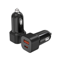 Pengisi daya mobil USB Port Ganda Logo OEM, pengisi daya mobil USB Tipe C PD, pengisian daya cepat, Max 48W PD 30W + 18W, perlindungan OVP OTP untuk ponsel
