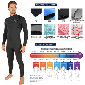 Traje de Buceo Profesional de Alta Elasticidad, de una Pieza, con Cierre Frontal, de <span class=keywords><strong>Neopreno</strong></span> de <span class=keywords><strong>4</strong></span>/3mm o <span class=keywords><strong>3</strong></span>/2mm, para Hombre - Product Image 4