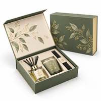 Boîte cadeau de parfum d'ambiance personnalisée en gros, emballage rigide de luxe en papier avec logo pour ensemble cadeau diffuseur à bâtonnets et bougie