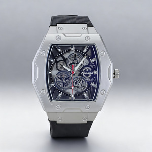 เทรนด์แฟชั่นใหม่ นาฬิกาข้อมือผู้ชายสไตล์นักรบสีดำ ระบบควอตซ์ กระจกธรรมดา ตัวเรือนอะคริลิก สายซิลิโคน หน้าปัดแบบเข็ม - Product Image 3