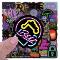 100 pièces néon autocollants Cool néon lumière autocollants Graffiti décalcomanies pour ordinateur portable bouteille d'eau ordinateur réfrigérateur bagages coque de téléphone