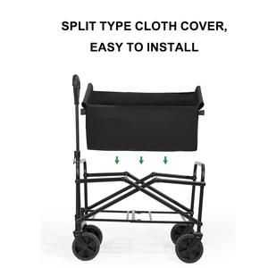 Çıkarılabilir Katlanabilir Çok Amaçlı Alışveriş Arabası Açık Hava Taşınabilir Kamp Arabası OEM Dört Tekerlekli Karbon Çelik Siyah - Product Image 4