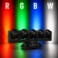 5 Projecteurs LED mobiles RGBW 4-en-1 de 60W avec 4 Projecteurs LED dorés de 20W, rotation infinie, contrôle DMX512, éclairage de scène IP20