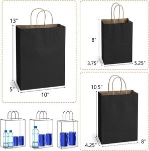 Custom logo Luxury Black Glossy Shopping Paper Bag Wholesale Printed Retail Gift Craft Jewelry Cosmetic Packaging Paper Bags - Product Image 2