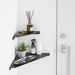Support de rangement <span class=keywords><strong>mural</strong></span> pour coin de salle de bain <span class=keywords><strong>sans</strong></span> trous Étagère suspendue triangulaire pour le mur - Product Image 4