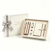 Individuelles Logo Firmengeschenkbox Set aus Hartpapier mit Stift, Notizbuch, Thermosflasche und USB-Stick für Mitarbeiter und Kunden