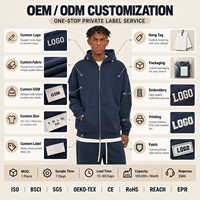 Hoodie Oversize Drop Shoulder 350GSM Bahan Fleece Brushed dengan Ritsleting Dua Arah, Hoodie Full Zip Custom untuk Pria, Streetwear Musim Dingin, Grosir OEM