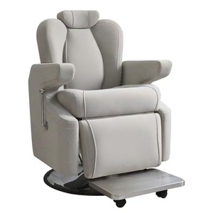 Sillón de Barbería Hidráulico de Cuero PU Gris, Reclinable, Giratorio 360 Grados, Reposapiés Ajustable, Mueble de Salón Moderno - Product Image 1