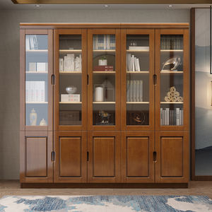 Estantería de madera maciza nueva puerta de cristal de estilo chino tienda contenido Arca moderno contratado estudio tienda contenido librería muebles - Product Image 3