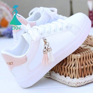 Baskets décontractées blanches pour femmes, style coréen, basses, plates, à lacets, avec semelle intérieure en maille, idéales pour l'été et la course à pied - Product Image 1
