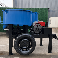 Petite bétonnière mobile à disques sur roues, machine à mélanger le ciment à bouche plate, facile à déplacer pour les projets de construction résidentielle