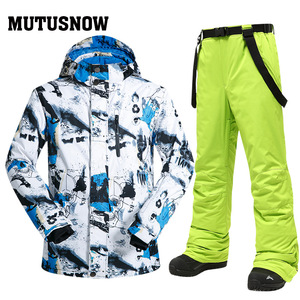 Veste de <span class=keywords><strong>ski</strong></span> imperméable pour homme et unisexe avec <span class=keywords><strong>pantalon</strong></span> à bretelles, tenue de sport d'hiver coupe-vent pour la neige - Product Image 6