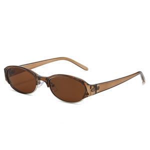 Lunettes de soleil ovales demi-cerclées en métal pour hommes et femmes, avec logo personnalisé, tendance 2026, protection UV400, monture petite, style œil de chat - Product Image 4