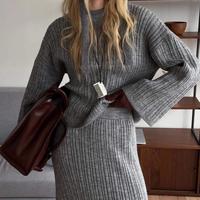 Nouvel ensemble de vêtements pour femmes, pull en tricot plissé, pantalon à jambes larges élastique, avec écharpe, costume de tailleur bordeaux