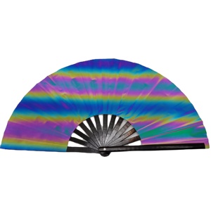 Nouveau Matériau Grand Éventail de Festival Iridescent Fantaisie de 13 Pouces en Tissu Réfléchissant Exclusif à Effet Laser - Product Image 1