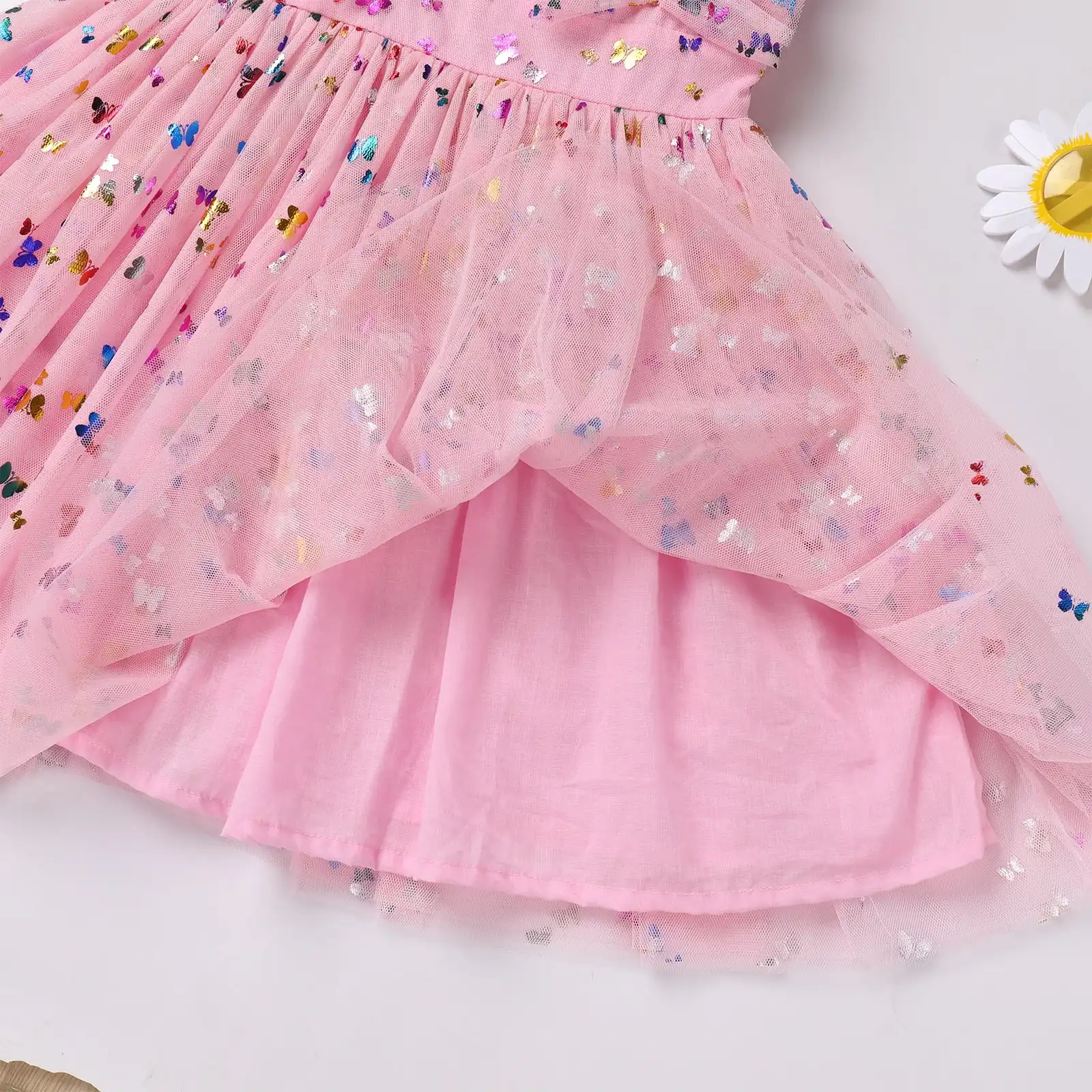 2024 nouveau été personnalisé floral brodé rose tulle enfants fête porter douce fille barboteuse robe tutu robes