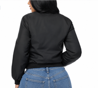 Blouson bomber en nylon court pour femme, veste de baseball légère à boutons-pression pour streetwear personnalisé