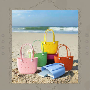 卸売カスタムロゴEVAビーチトートバッグ大型耐久性ポータブル文字2ハンドバッグリベット花防水オープンオプション - Product Image 4