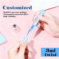 Stylo applicateur jetable 3 ml pour vernis à ongles, écologique, vide, avec pointe pinceau, en PP, pour huile à cuticules